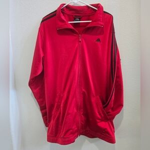 Adidas red soccer zip up size large.